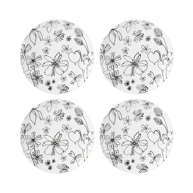 Garden Doodle Accent Plate, Set of 4