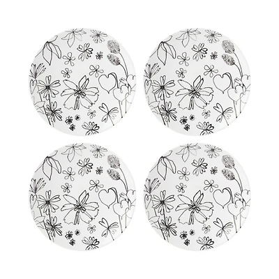 Garden Doodle Accent Plate, Set of 4