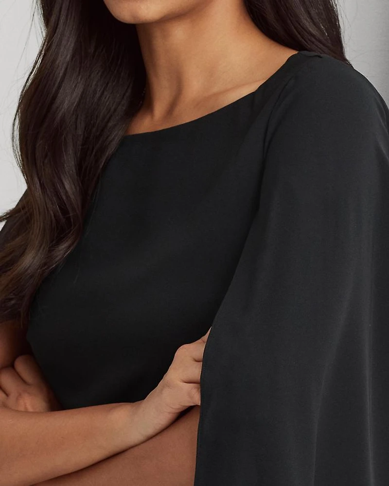 Cape Georgette Cocktail Dress