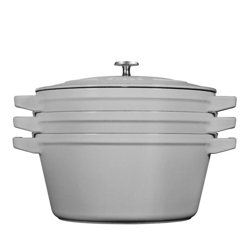 4 Pc Stackable Enameled Cast Iron Set