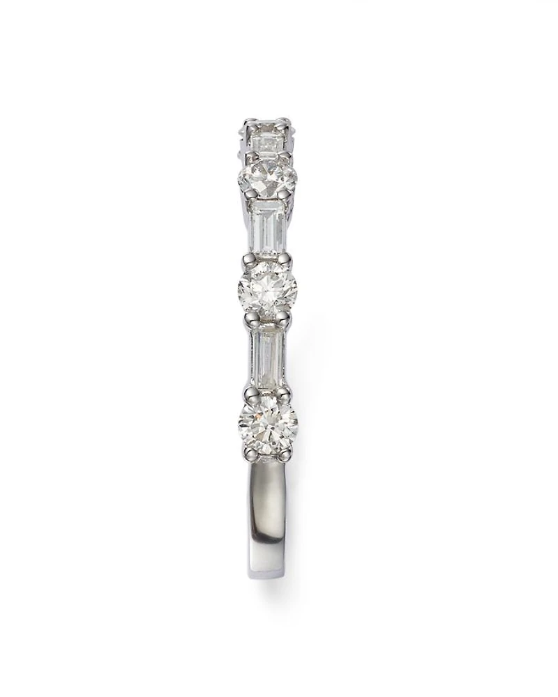 Diamond Baguette & Round Band in 14K White Gold, 0.50 tcw