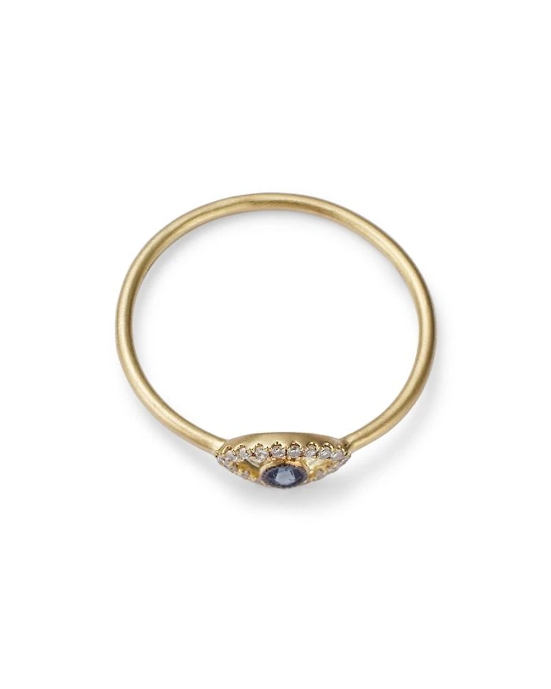 14K Yellow Gold Evil Eye Blue Sapphire & Diamond Ring