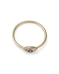 14K Yellow Gold Evil Eye Blue Sapphire & Diamond Ring