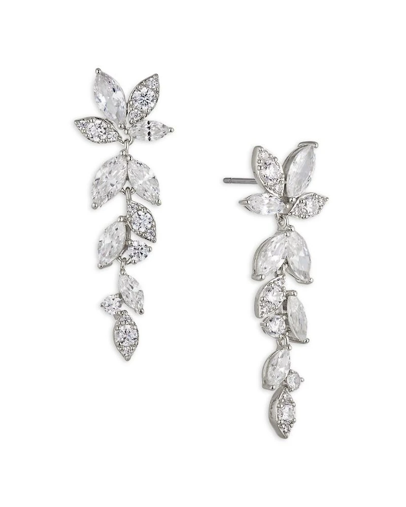 Wren Cubic Zirconia Cluster Linear Drop Earrings