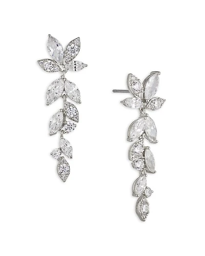 Wren Cubic Zirconia Cluster Linear Drop Earrings