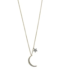 Diamond Moon Necklace in 14K Yelliow Gold, .22 tcw, 16"