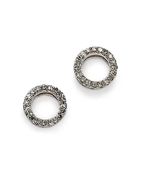 Diamond Circle Stud Earrings in 14K White Gold, .20 tcw
