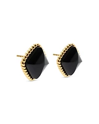 Blandine Black Stud Earrings in 18K Gold Plate