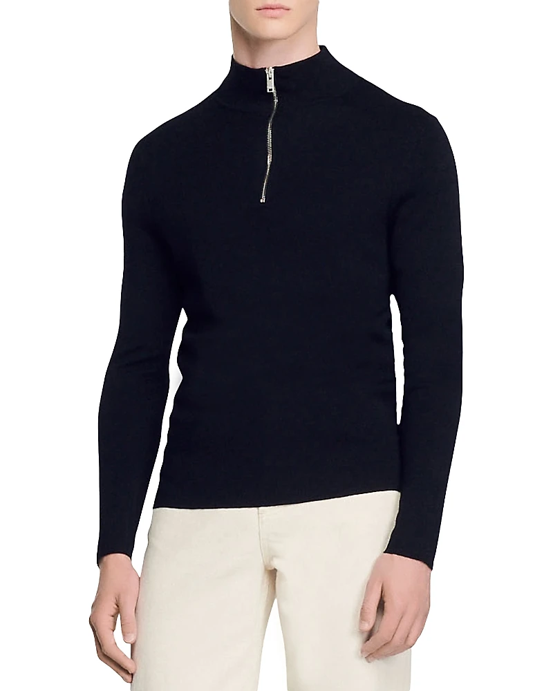 Sandro Wool Half Zip Sweater