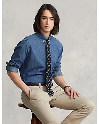 Classic Fit Long Sleeve Denim Cotton Button Down Shirt