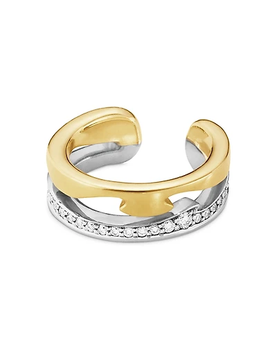 Georg Jensen 18K White & Yellow Gold Fusion Diamond Ear Cuff