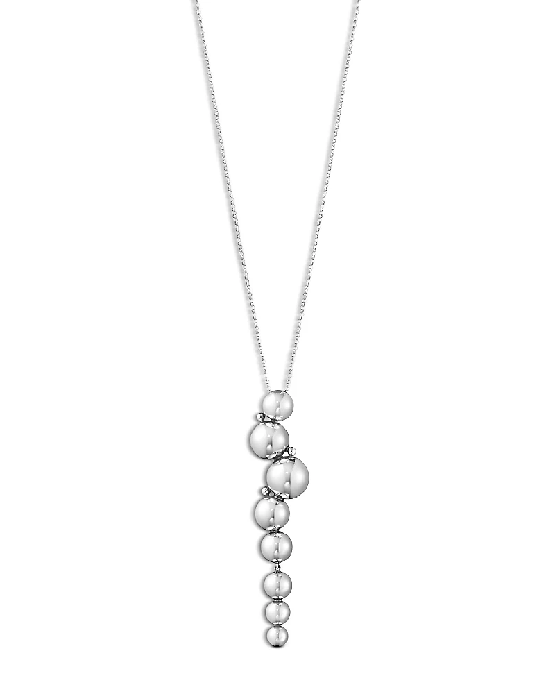 Georg Jensen Sterling Silver Moonlight Grapes Linear Cluster Pendant Necklace, 17.72