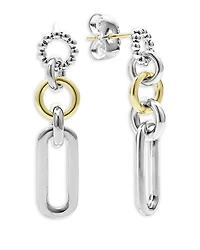 18K Yellow & Sterling Silver Signature Caviar Link Drop Earrings