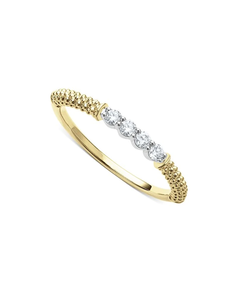 18K White & Yellow Gold Signature Caviar Diamond Stacking Rings