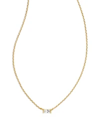 Juliette Baguette Cubic Zirconia Adjustable Pendant Necklace in 14K Gold Plated, 19"