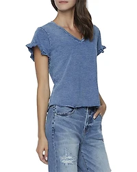 Ruffled V Neck Tee