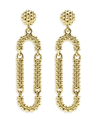 Lagos 18K Yellow Gold Signature Caviar Superfine Long Drop Earrings