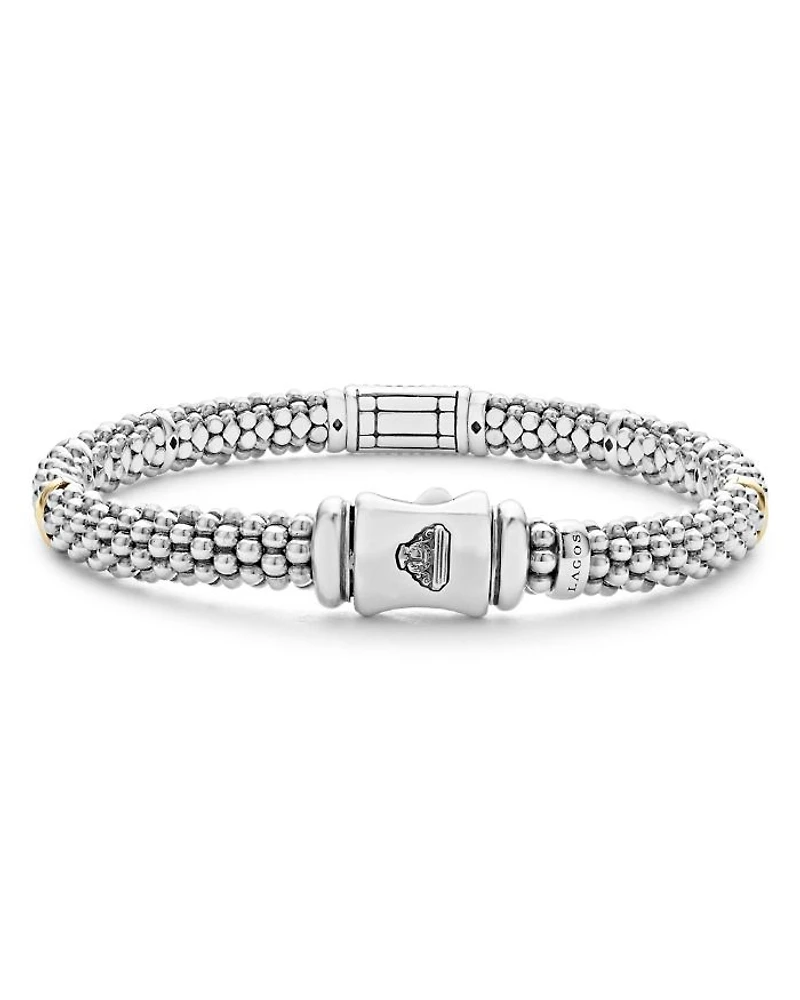 Sterling Silver & 18K Gold Signature Caviar Sapphire Station Bracelet