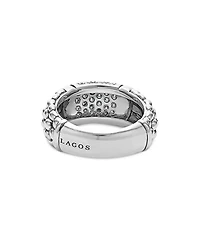 Sterling Silver Pavé Diamond Caviar Ring