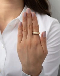 14K Yellow Gold Ribbed Dome Ring