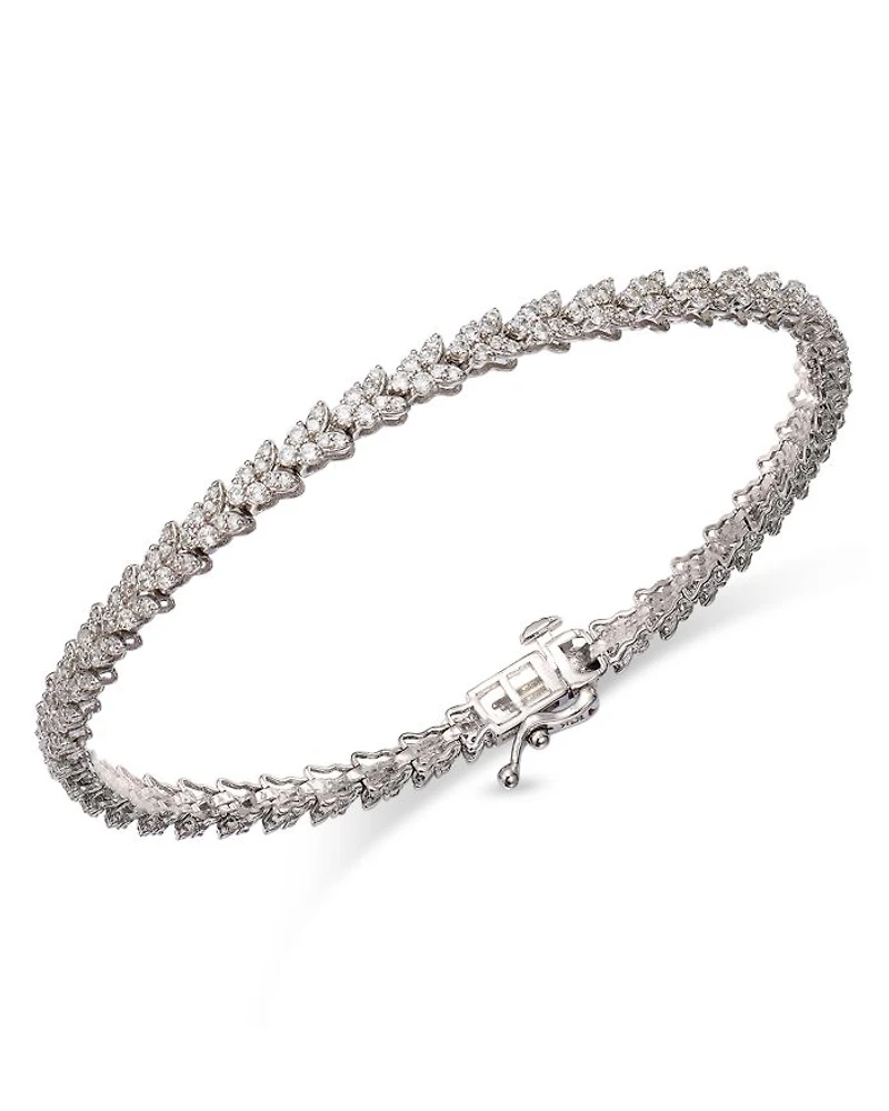 Diamond Butterfly Cluster Tennis Bracelet in 14K White Gold, 2.0 tcw