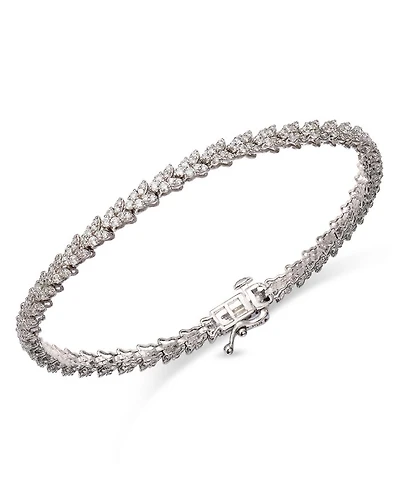 Diamond Butterfly Cluster Tennis Bracelet in 14K White Gold, 2.0 tcw