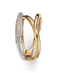 Diamond Pavé Crossover Ring in 14K Yellow, White & Rose Gold, 0.20 tcw