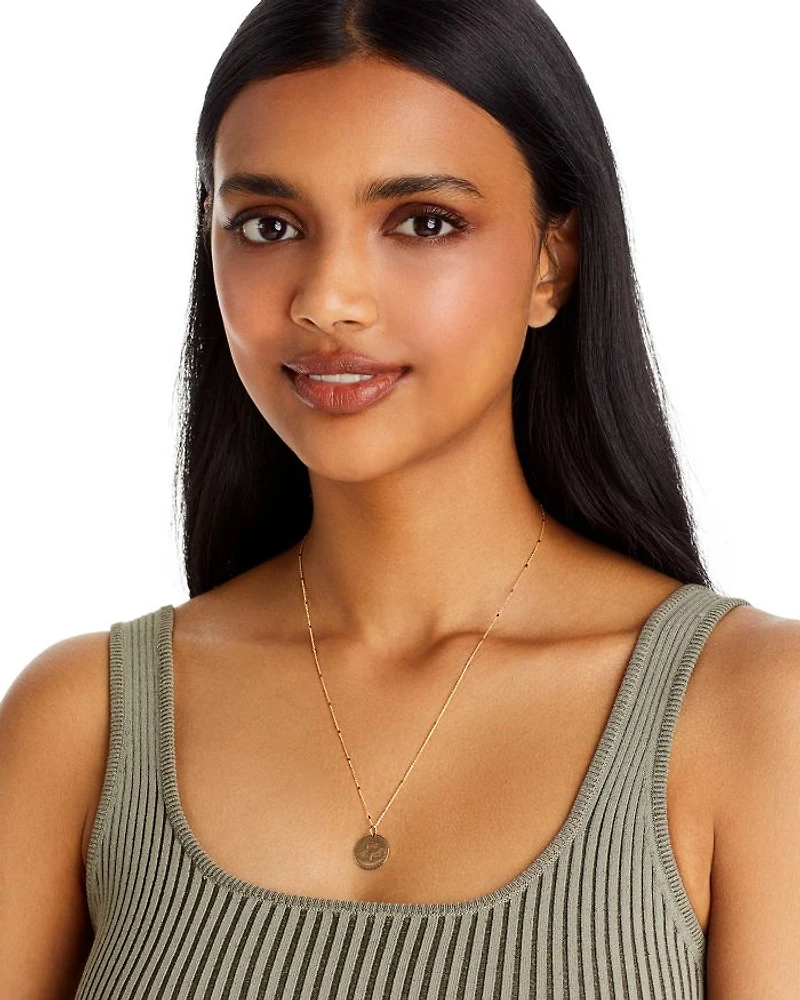14K Yellow Gold Mantra "Trust the Path" Disc Pendant Necklace, 20"