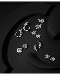 Diamond Flower Front-to-Back Earrings in 14K White Gold, 1.0 tcw