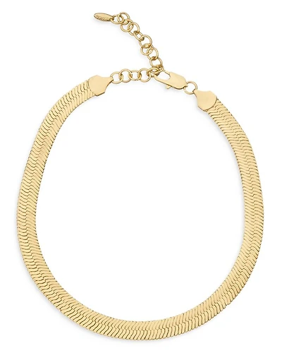 Snake Smooth Chain 18K Gold Plated Necklace, 15"
