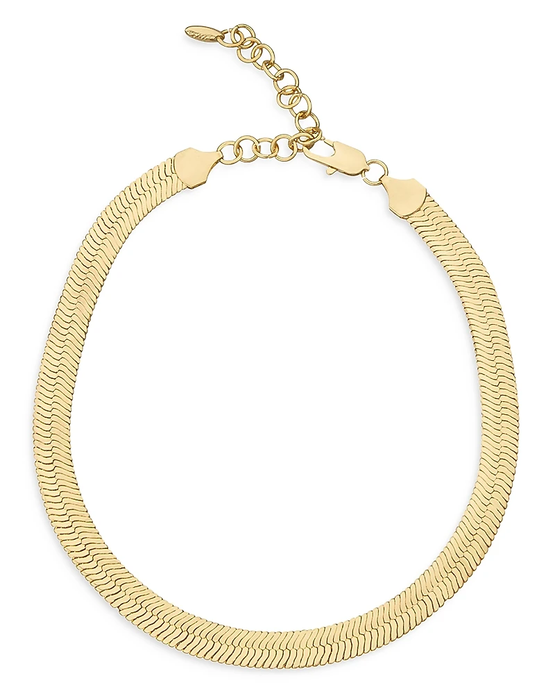 Ettika Snake Smooth Chain 18K Gold Plated Necklace, 15