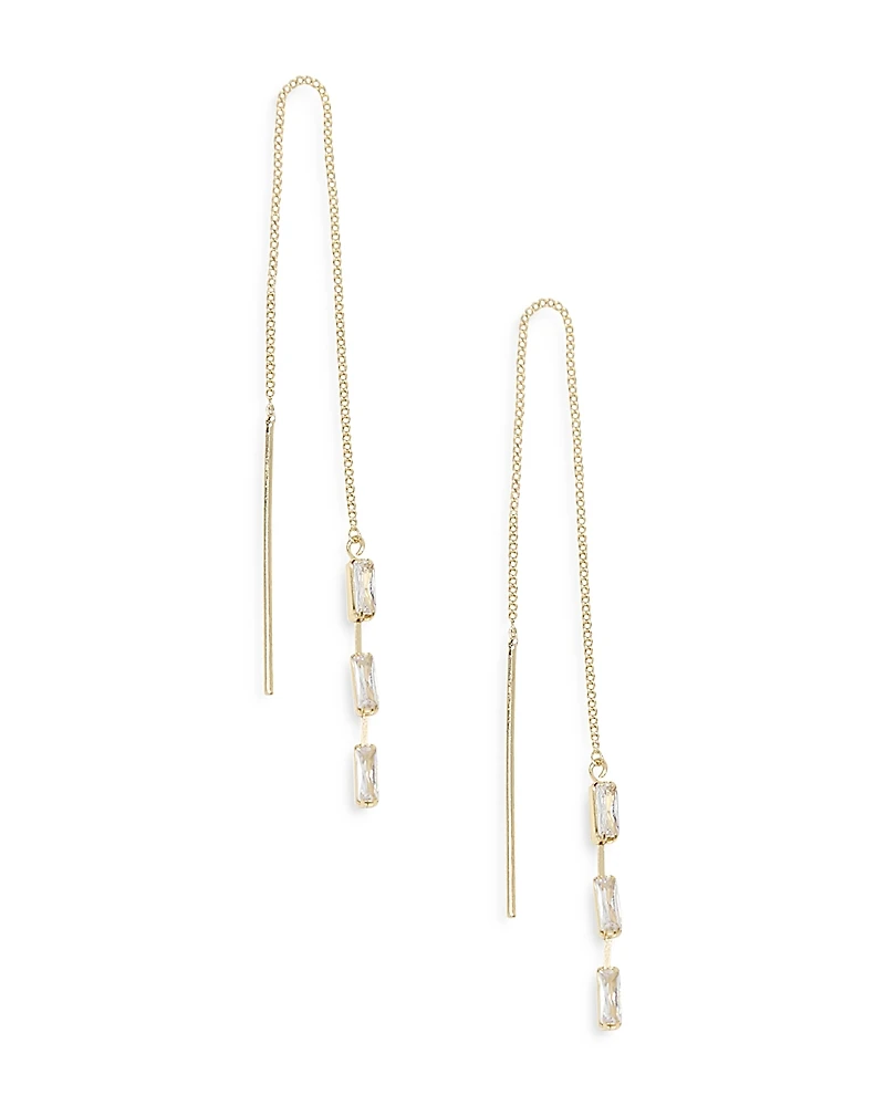 Ettika Triple Baguette Chain Threader Earrings