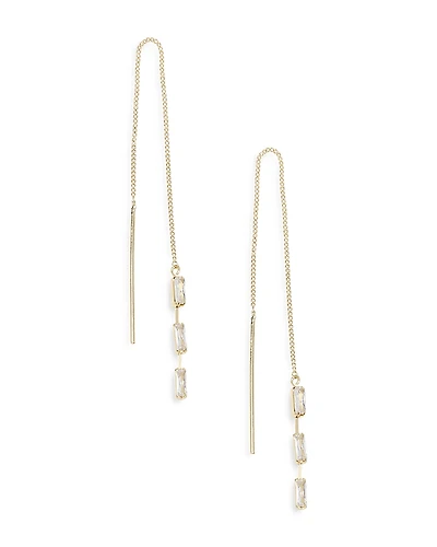 Ettika Triple Baguette Chain Threader Earrings