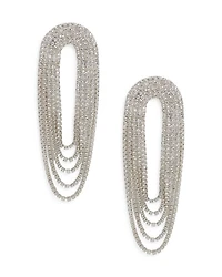 Crystal Draped Fringe Statement Earrings in Silver Tone