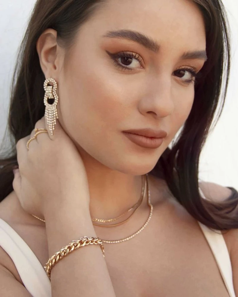Ettika Gatsby Fringe Drop Statement Earrings in 18K Gold Plate