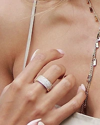 Cubic Zirconia & 18K Gold Plated Thick Band Ring