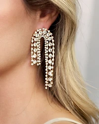 Embellished Arch Statement Earrings in 18K Gold Plate