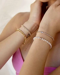 Ultimate Imitation Pearl & Embellished Mixed Bracelets in 18K Gold Plate, Set of 4