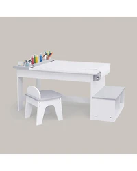 Fantasy Fields by Teamson Kids Little Artist Monet Play Art Table Kids Furniture White/Gray - Ages 3-7