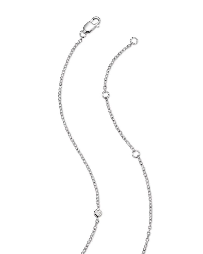 Diamond Baguette & Round Mosaic Pendant Necklace in 14K White Gold, 0.60 tcw
