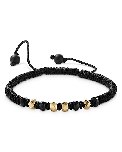 David Yurman Men's 18K Yellow Gold Fortune Onyx Bead Cord Bracelet