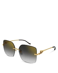 Cartier Panthere Classic 24K Gold Plated Rimless Square Sunglasses, 60mm