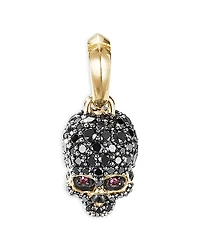 David Yurman Men's 18K Yellow Gold Pave Skull Amulet with Ruby & Diamonds