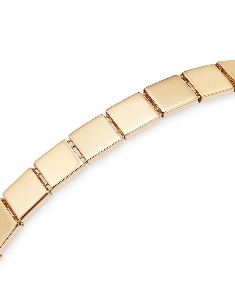 14K Yellow Gold Etched Square Link Bracelet