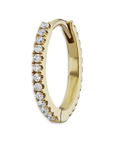 18K Yellow Gold Diamond Eternity Small Single Hoop Earring