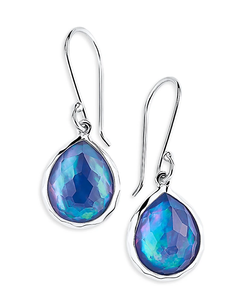 Ippolita Sterling Silver Rock Candy Mother of Pearl, Lapis, Rock Crystal Triplet Teardrop Drop Earrings