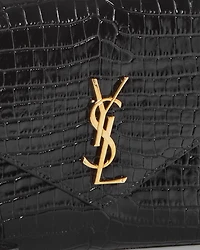 Monogram Croc Embossed Leather Clutch