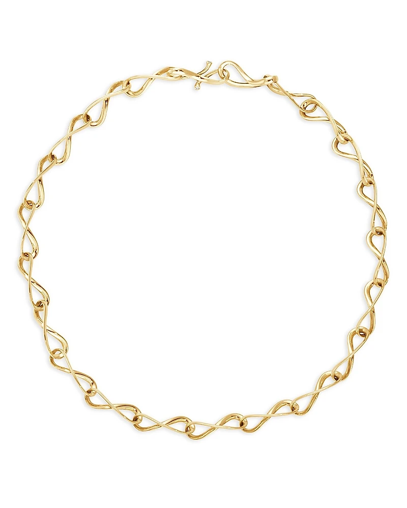 Georg Jensen 18K Yellow Gold Infinity Diamond Accented Link Collar Necklace, 17.91