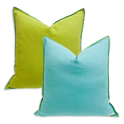 Blue/Green Two-Toned Decorative Pillow, 22" x 22"