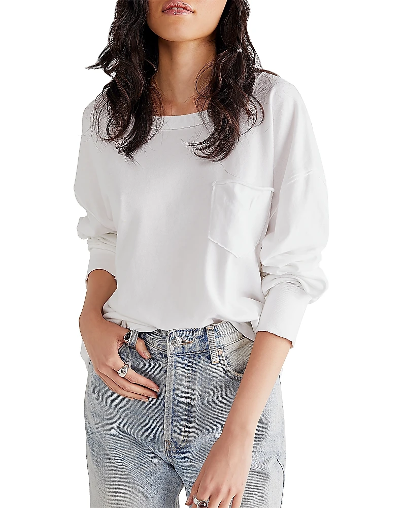 Free People Cotton Fade Into You Long Sleeve Top